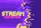 Stream starting soon.. Phrase written in a to fonts, including bold uppercase in a pixel art style