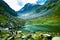 Stream water forms a pond at a serene desert valley in the hills of Himalaya