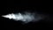 Stream of white smoke on an isolated black studio background