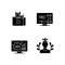 Streaming services black glyph icons set on white space