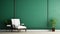 Streamline Elegance: Green Wall And Chair In An Empty Room