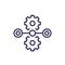 streamline process line icon with gears, vector