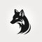 Streamlined Design: Black Fox Head On White Background