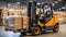 Streamlined Logistics, Bright Warehouse with Forklift Moving Boxes, Generative AI