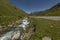 Streams generated by the melting snow in the French mountains