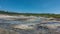 Streams from hot springs flow in the caldera of the extinct volcano Uzon