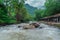 Streams of waterfalls flow down from the mountains. Nakhonnayok Thailand