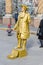 A street actor dressed as a gold pirate near Church of the Savior on Spilled Blood.