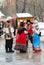 Street actors in Russian traditional costumes