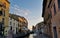 Street along the canal in Comacchio old city, Emilia Romagna, Italy