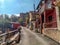 Street with ancient huts near Ankara Castle on an autumn sunny day