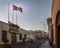 Street of Arequipa and Peruvian Flag - Arequipa, Peru