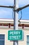 Street Art Abstract Composition portrait of green destination sign ion cape may new jersey