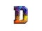 Street art graffiti style letter D airbrush ink splash bold font 3d design element