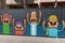 Street art on a metal fence. Cheerful family.