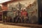 Street art murals depicting Posada scenes as a