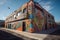 street artist spray-painting colorful and intricate designs on industrial building
