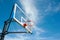 Street basketball board with the blue sky