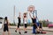 Street basketball at the foot bridge (The bridge of lovers) in T