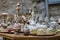 Street bazaar in Mostar with Oriental vases and dishes, Bosnia a