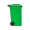 Street bin green vector side view icon. Disposal ecology junk refuse concept. Industry trash garbage