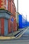 A street of boarded up derelict houses awaiting regeneration in