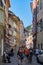 Street in Bolzano with traditional typical antique houses, Italy