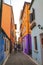 Street between the buildings in the city of Caorle