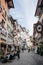 Street cafe and old vintage buildings in Zurich Old town Altstadt