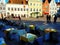 Street Cafe Tables Spring Day  in the City Street Bright Sunshine Day in Old Town of Tallinn  Baltic blue sky  travel t