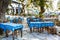 Street and cafe view at Makrinitsa village of Pelion, Greece