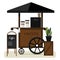 Street cart selling coffee. Flat vector illustration of a portable street stall with a canopy, Billboard and coffee