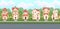 Street. Cartoon houses with a road. Asphalt. Village or town. Seamlessly. A beautiful, cozy country house in a