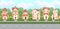 Street. Cartoon houses with a road. Road markings. Village or town. Seamless. A beautiful, cozy country house in a