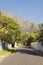 Street in Claremont, Cape Town, South Africa. Panorama Table Mountains