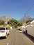 Street in Claremont, Cape Town, South Africa. Panorama Table Mountains