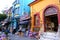 Street with colorful houses and multicolor cafe in Istanbul, Sultanahmet. Concept, landscape