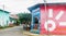 Street with colourful houses, Chinandega, Nicaragua,.Central America