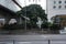 Street composition in front of a high-rise building on the central street of the city of Kong-Hong Kong