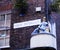 Street corner sign and statue in York