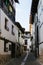 Street in covarrubias with its typical white adobe and half-timbered houses, Burgos