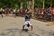 Street dancer performing in Battery Park New York