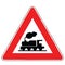 Street DANGER Sign. Road Information Symbol. Indication of Proximity of a level crossing without gates or barriers