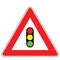 Street DANGER Sign. Road Information Symbol. Proximity of a place where traffic is regulated by light signals