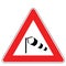 Street DANGER Sign. Road Information Symbol. Proximity of a section of road in which the action of very intense side wind.