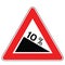 Street DANGER Sign. Road Information Symbol. Steep Slope Rise