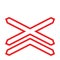 Street DANGER Sign. Road Information Symbol. Unguarded level crossing with two or more lanes