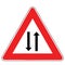 Street DANGER Sign. Road in which the traffic takes place in only one direction starts to serve traffic in both directions.