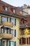 Street decorated with Christmas Star in Thun Old Town