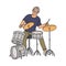 Street drum player or musician character, sketch vector illustration isolated.